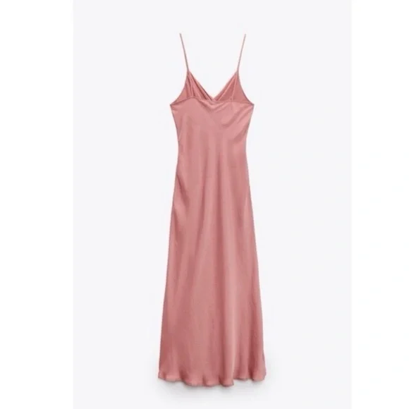 Zara Elegant Pink Spaghetti Strap Dress - Picture 7 of 10